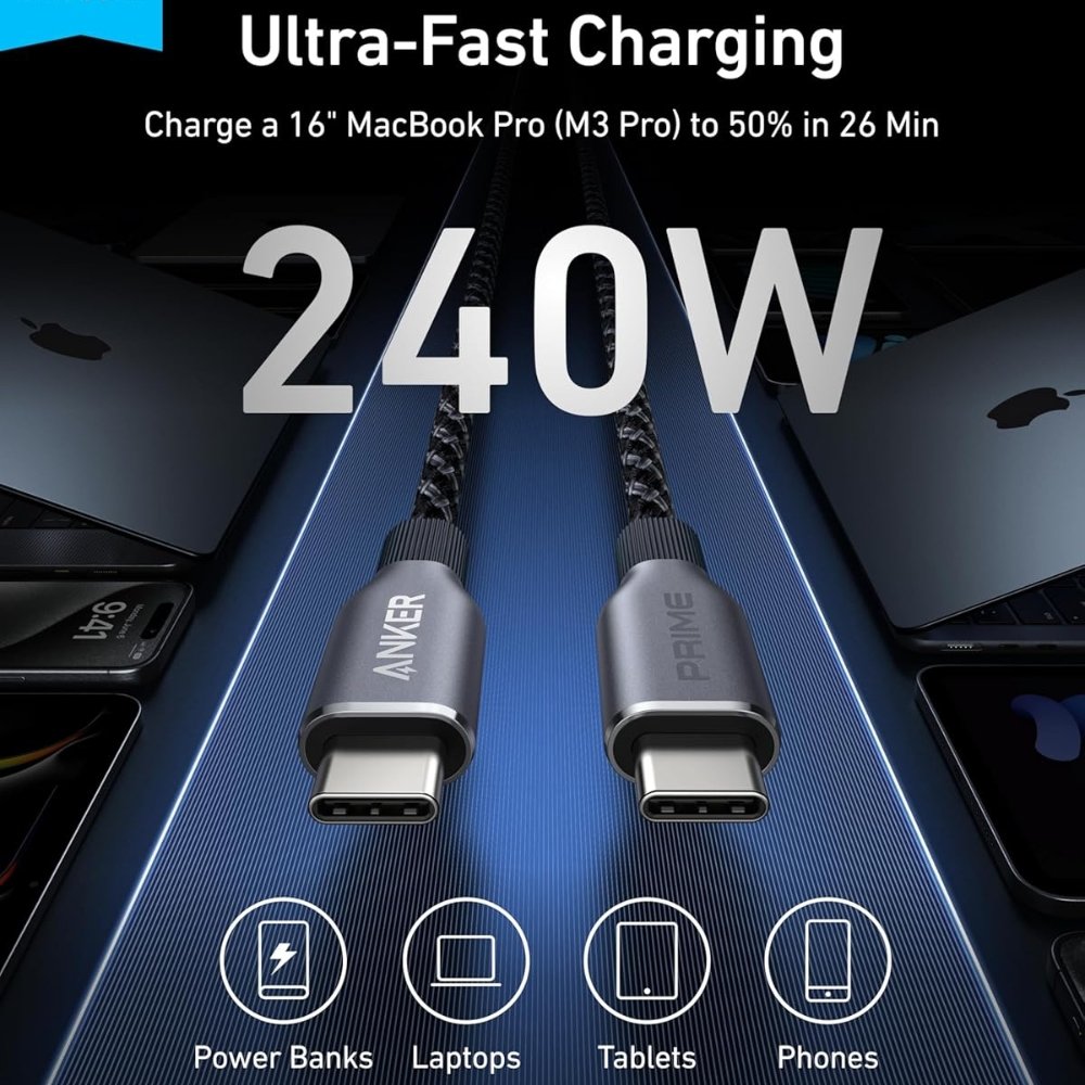 Anker Prime 240W USB-C to USB-C Cable in Pakistan | Fast Charging - Image 5